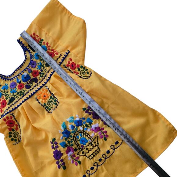 Mexican Dress Marigold Yellow SZ 0-3M Puebla Gown Traje De Fiesta - Picture 5 of 5